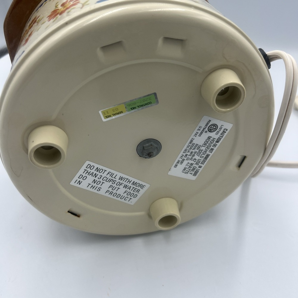 Vintage Rival Potpourri Crock Pot Model 3207 Floral Design Scent Warmer TESTED - Picture 5 of 5